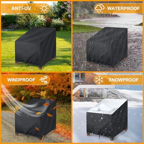 Kipiea 600D Patio Chair Covers Waterproof Winter 2 Pack - Heavy Duty Lawn Outdoor Furniture Chair Covers with Anti UV and No Tears, No Fading (33"W x 35"D x 31"H） — view 7