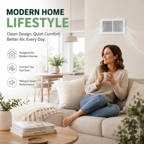 GREEN VENT 4x10 Vent Cover, 2-Way Steel Register, Wall & Ceiling, White