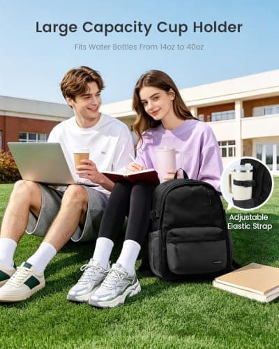 LOVEVOOK Laptop Backpack for Men Women with Giant Tumbler Holder Pocket