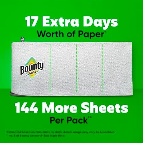 Bounty Quick-Size Paper Towels, White, 8 Family Triple Rolls = 27 Regular Rolls — view 4