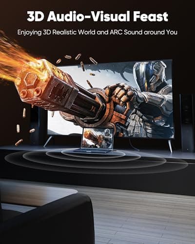 HDMI Cable 6.6 ft, Highwings 4K HDMI 2.0 Cord with Ultra HD Stunning Clarity, Nylon Braided & Gold-Plated Connectors, HDR, Ethernet, ARC, 3D, HDCP 2.2, Compatible with for Wall-mounted HDTV , Monitor — view 6