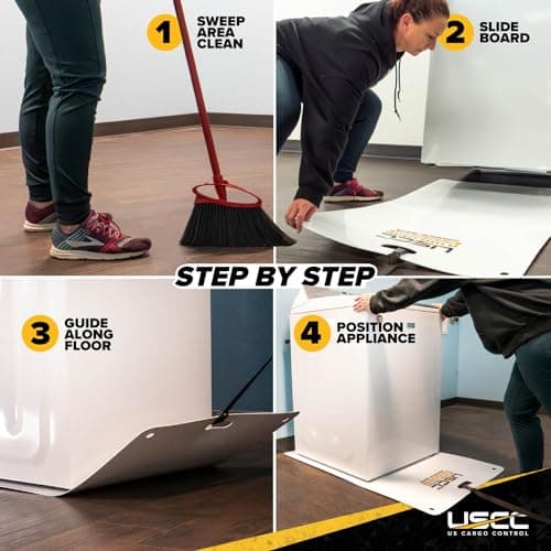 US Cargo Control Appliance Slider with Pull Strap, 48" X 30", Plastic Floor Protection Large Appliance Moving Mat for Hardwood Floors & Tile Floors - Glides Easy & Fits Standard Doorway — view 8