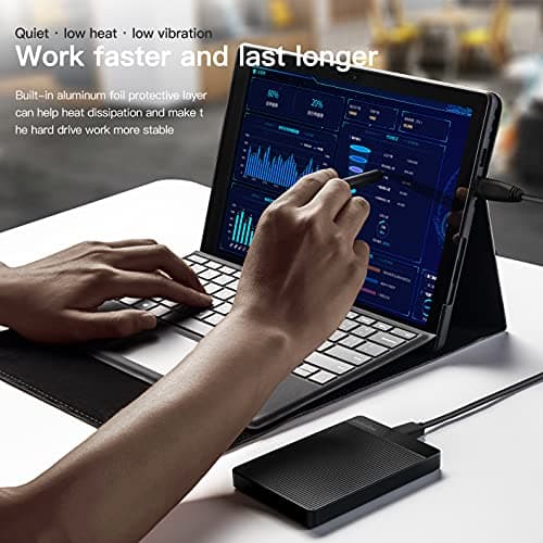 UnionSine 500GB Ultra Slim Portable External Hard Drive HDD-USB 3.0 for PC, Mac, Laptop, PS4, Xbox one, Xbox 360-(Black) — view 3