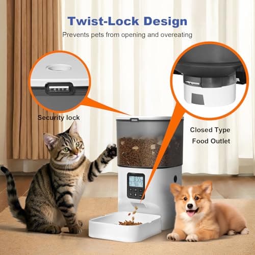 ANDOLL HOME Automatic Cat Feeder, 4L Cat Food Dispenser with 10s Voice Recorder, Pet Feeder up to 8 Meals per Day, Timed Dog Feeder with Dry Food Sealed Ring — view 8