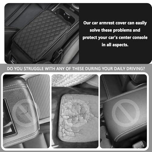 Stacool Upgraded Car Center Console Cover,Microfiber Leather Car Armrest Cover Cushion with 2 Storage Bags,Universal Car Armrest Storage Box (Black) — view 5