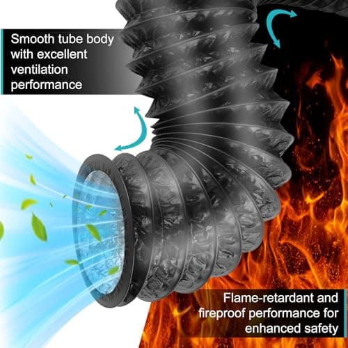 Dryer Vent Hose,4 Inch x 16FT Flexible Aluminum Duct-PVC Aluminum Foil Multi-Layer Air Ducting for HVAC Ventilation, Exhaust Fan,Grow Tent,2 Clamps Included — view 3