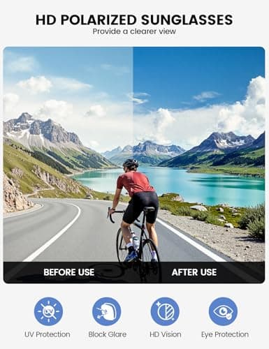 Lamicall Polarized Sports Sunglasses for Men Women, [24g Ultralight] [Adjustable Nose Pad] UV400 Protection Sun Glasses for Cycling Running Baseball Fishing Golf Beach Volleyball, Half Frame, Blue — view 4