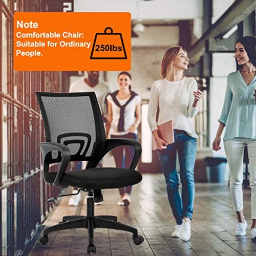 BestOffice Home Office Chair Ergonomic Desk Chair Mesh Computer Chair with Lumbar Support Armrest Executive Rolling Swivel Adjustable Mid Back Task Chair for Women Adults, Black (Black) — view 5