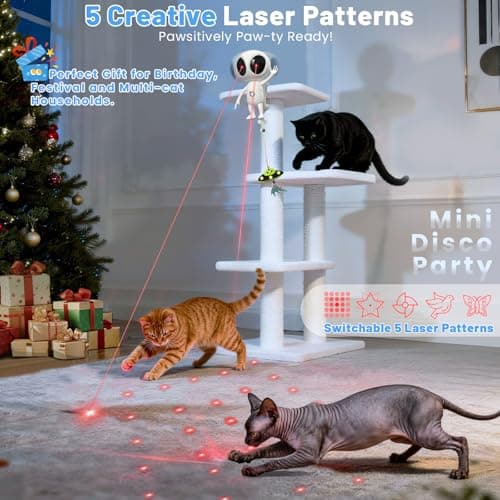 ORSDA Laser Cat Toys, 2 in 1 Automatic Dual Laser & Catnip UFO Dangler Cat Toys for Indoor Cats, Truly Random Trajectory Radar Motion-Activated, Rechargeable 4 Modes, Clamp Design, White — view 5