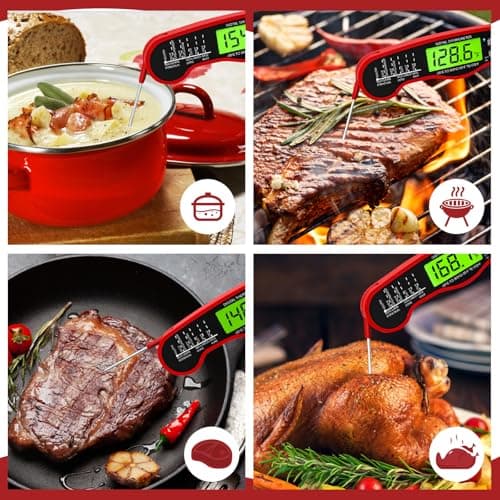 AWLKIM Meat Thermometer Digital, Instant Read Food Thermometer, Red — view 6
