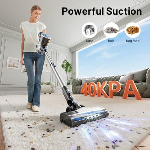 VIPSUN Cordless Vacuum Cleaner with Self-Standing, LED Screen Stick Vacuum Cleaners for Home, Lightweight Powerful Suction Vacuum, 6-in-1 Rechargeable Vacuum for Carpets, Pet Hair, Hardwood Floors — view 2