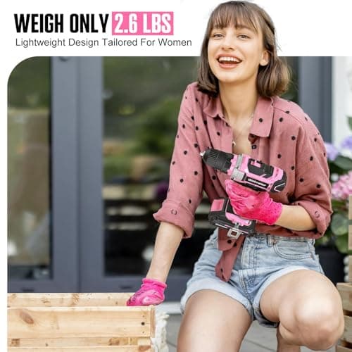 Bielmeier 20V 236Pcs Cordless Pink Drill Set for Women, Lady’s Essential Home Tool Kit with Pink Bag, Perfect DIY Electric Screwdriver Set for Home Repair & Gifts — view 2