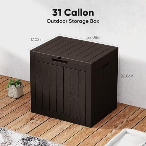 NEWBULIG 31 Gallon Deck Box, Weatherproof Resin Lockable Outdoor Storage for Secure Package Deliveries and Indoor Storage in Garden or Patio, Backyard — view 2
