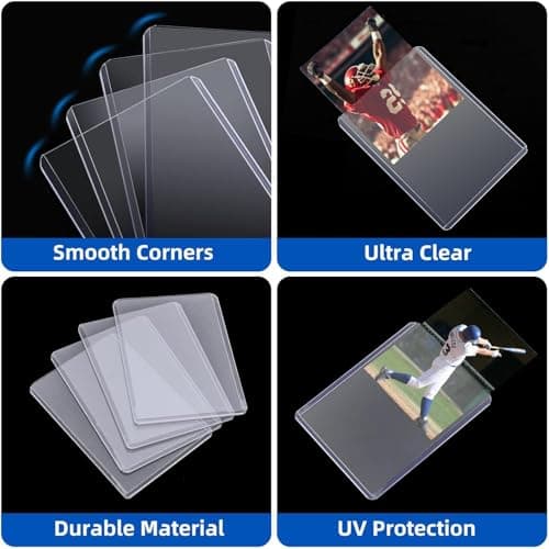 400 Pack Card Sleeves Hard Plastic, Arjiekwei 3"X4" Baseball Cards Protectors Plastic, Premium Card Holder for Trading Sports Baseball Football Game Cards (200 Rigid + 200 Clear)