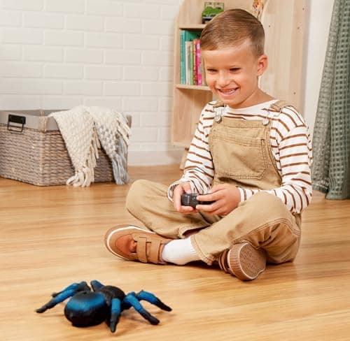 Terra by Battat Remote Control Spider, LED Eyes, 360 Spin, Blue, Animals