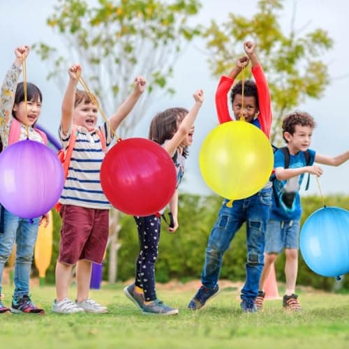 LEEZZIZZ 30Pcs Punch Balloons, Thickened Neon Punching Balloon Heavy Duty Party Favors for Kids with Rubber Band Handle, Bouncy Balls for Birthday Weddings Goodie Bag Stuffer Supply — view 4