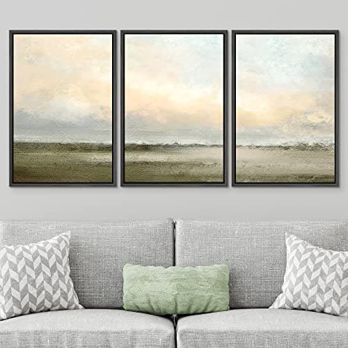 SIGNWIN Framed Canvas Print Wall Art Set Minimal Pastel Sunset Desert Landscape Nature Abstract Illustrations Modern Art Decorative Nordic Rustic for Living Room, Bedroom, Office - 24"x36"x3 Black — view 2
