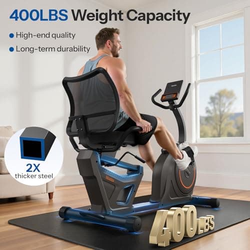 Niceday Recumbent Exercise Bike, Recumbent Bike for Home, Recumbent Stationary Bike 400LBS Weight Capacity, Magnetic Recumbent Bike with Smart APP, LCD Monitor, Heart Rate Handle — view 3