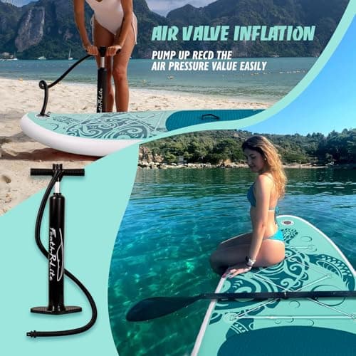 FEATH-R-LITE Stand Up Paddle Board 10'6''x33''x6'' Ultra-Light ISUP with Inflatable Paddleboard Accessories,Three Fins,Adjustable Paddle, Pump,Backpack, Leash, Waterproof Phone Bag — view 4