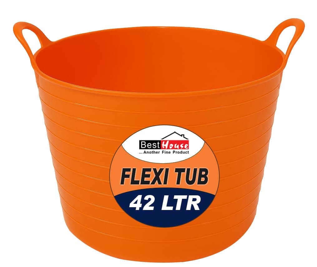 Best House | 3 Pcs of Flexi Tub with Handles | Small Size | Mini | 7 Litres | Yellow | Garden Tubs | Plastic Storage Container for Home, Washing, Garden Waste and DIY Projects — view 14