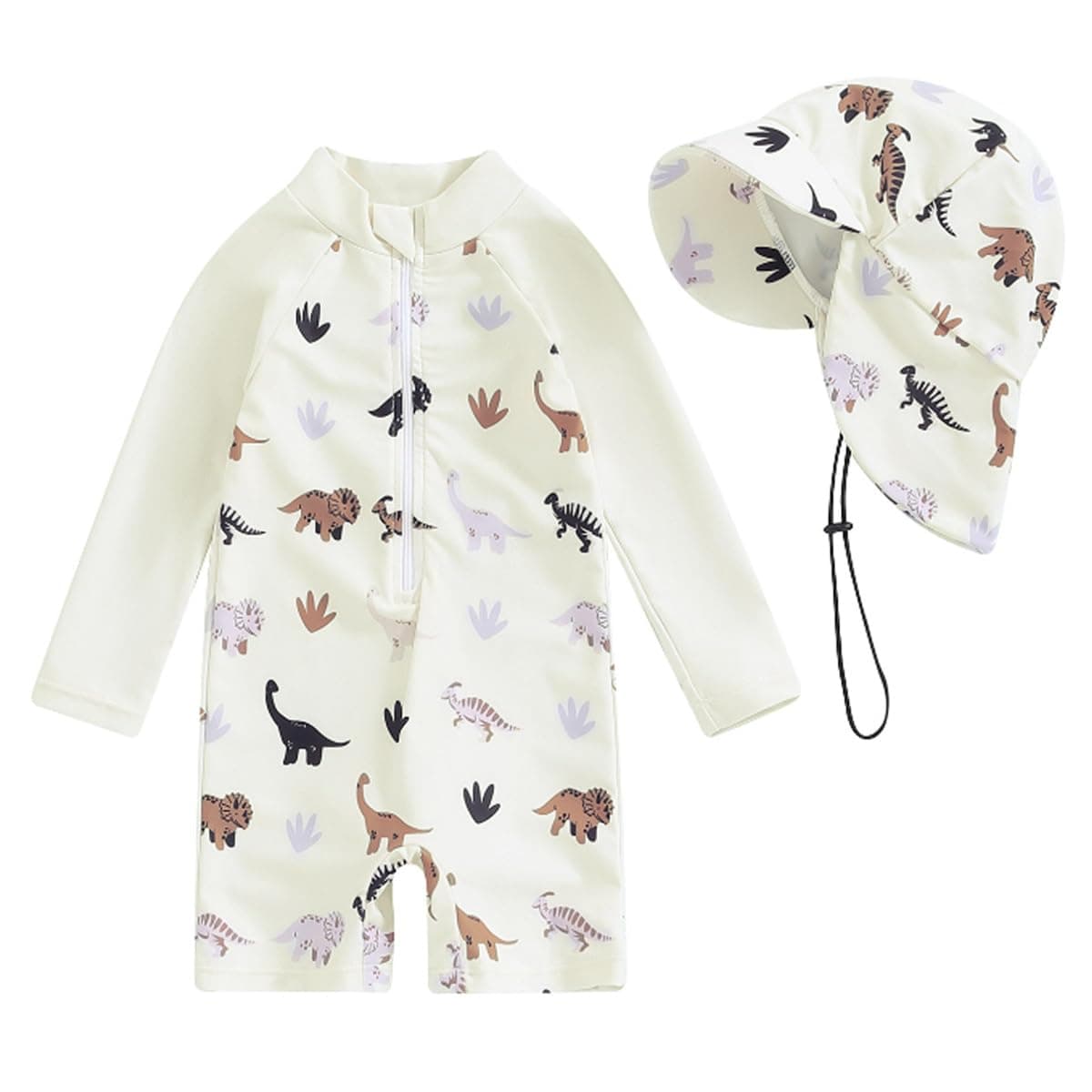 JENJON Traje de Baño de Una Pieza de Manga Larga para Bebé Niños Estampado con Cremallera Piscina Rashguard con Sombrero 2Pcs Infantil Ropa de Playa 6M-3 Años — view 8