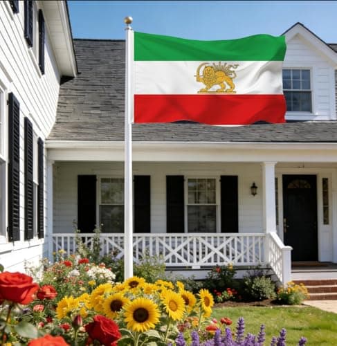 Large Old Iran Historic Flag 3X5FT,90X150CM Former Persia Iranian Flags with Lion Sun Banner,UV Resistant and Double Stitched, Brass Grommets,Suitable for Outdoor and Indoor Decro. (Old Iran, 3X5) — view 2
