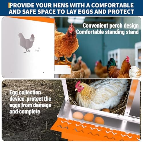 GarveeLife Chicken Nesting Boxes, 8-Hole Roll Away Nest Box for Chicken Coop, Metal Egg Laying Box with Lid Cover to Protect Eggs, Rollout Egg Collection, Vented Holes for Outdoor Chicken Coop — view 3