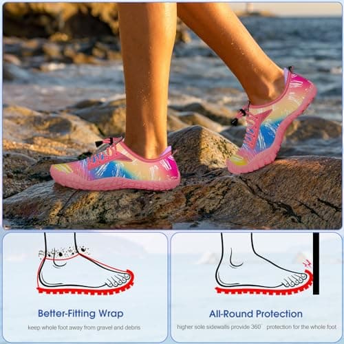 CROVA Built-in Heel Grips Water Shoes for Kids Girls Boys Hiking Shoes Wide Barefoot Swim Beach Pools Slip-On Quick Dry Lightweight for Big Little Kids Toddler — view 5