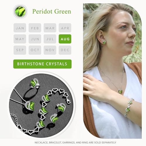 Leafael Infinity Love Heart Stud Earrings for Women, August Birthstone Crystal Peridot Green, Gifts for Mom, Wife, and Her, Silver Tone — view 3