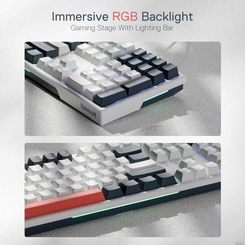 Redragon K668 RGB Gaming Keyboard, 108 Keys Wired Mechanical Keyboard w/Extra 4 Hotkeys, Sound Absorbing Foams, Upgraded Hot-swappable Socket, Mixed Color Keycaps x 2 Sets, Red Switch — view 2