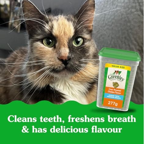 GREENIES Feline Cat Treats Natural Dental Care, Oven Roasted Chicken Flavour, 9.75oz. Tub — view 4