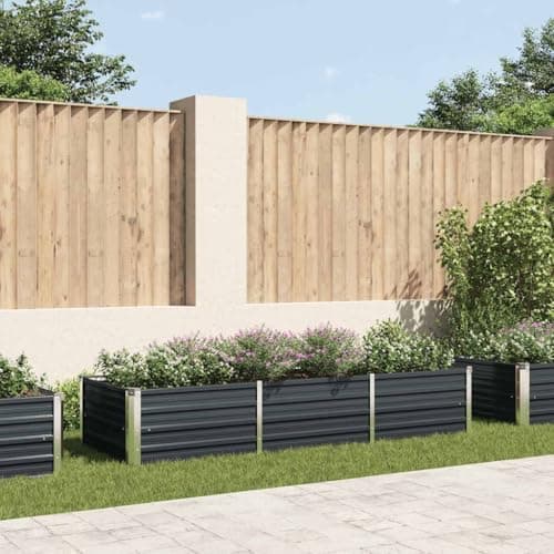 vidaXL Garden Raised Bed Planter Flower Vegetable Plants Herb Grow Pot Box Outdoor Patio Balcony Gardening Anthracite 94.5" Galvanized Steel