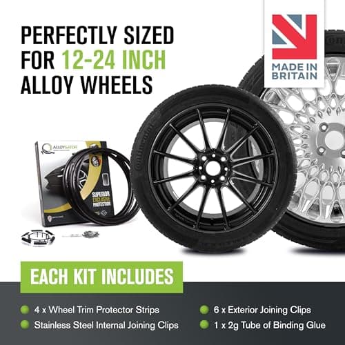 AlloyGator Black Rim Protector for Car Wheels (Fits 12-24" Wheel Diameter) - Pack of 4 Premium Alloy Wheel Protector to Avoid Scratches & Scuffs - Adhesive Free Curb Rash Rim Protectors — view 2