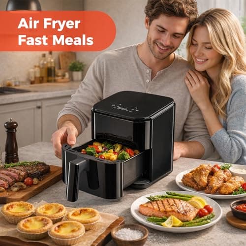 NEWBULIG Air Fryer, Compact Digital 3 Qt Airfryer with Nonstick Plate & Dishwasher Safe Basket, Quick Easy Meals, Features Auto Shutoff and Simple Touchscreen, Ideal for Small Spaces — view 6