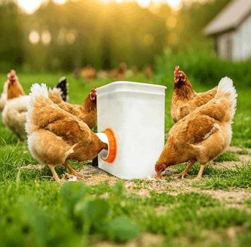 DSTANA Chicken Feeder No Waste 12 Ports Automatic Poultry Feeder with 12 Stopper & 1 Hole Saw, Weatherproof Reusable DIY Chicken Feeders Kits for Buckets, Barrels, Bins(White) — view 5