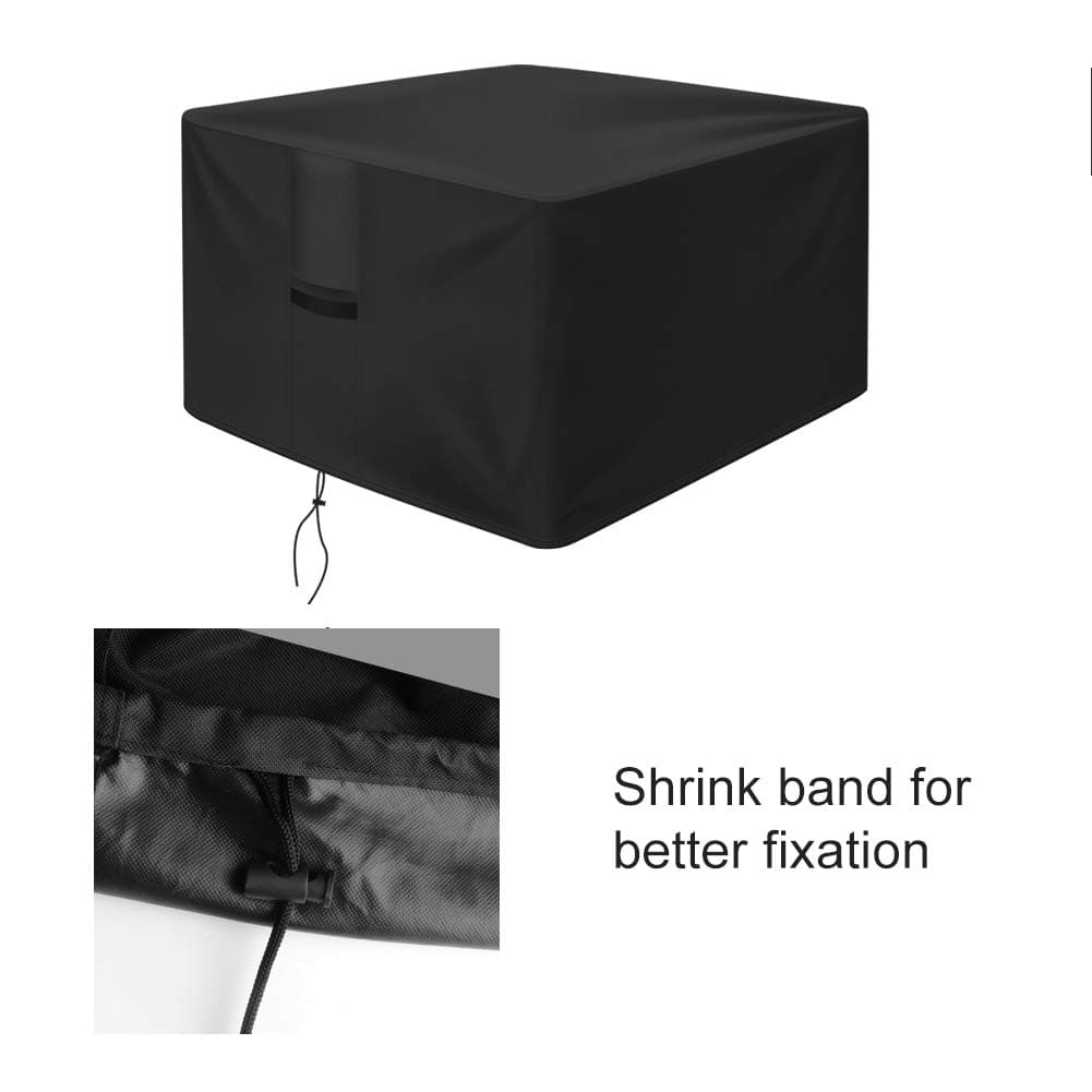 OKPOW Fire Pit Cover 90cm,Firepit Covers Waterproof Square-600D,Fire Bowl Cover Anti-UV,Heavy Duty Rip Proof Oxford Fabric Firepit Cover,Square Fire Pit Covers- Black(90cm*90cm*50cm) — view 3