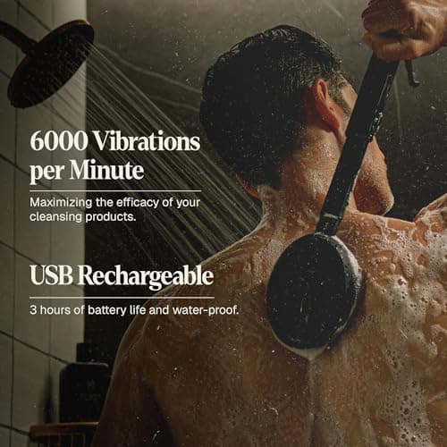 Black Wolf Silicone Body Scrubber & Exfoliator - Vibrating Loofah Shower Scrubber Brush with Handle Extension for Back - Deep Cleaning & Exfoliating Body Scrub - Bath Hygiene Essentials - Men & Women — view 4