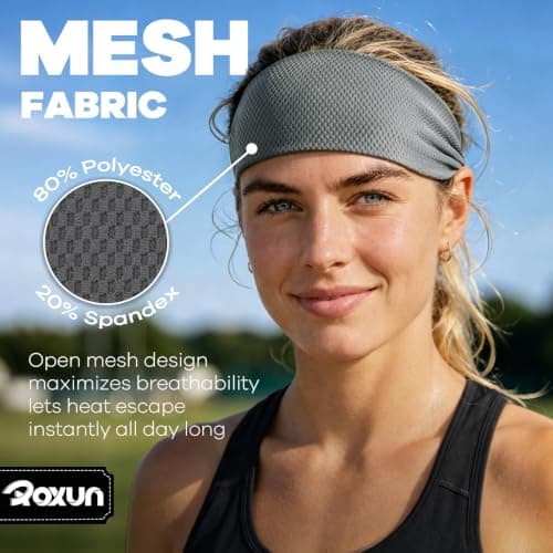 ROXUN Sport Headband, Workout Breathable Sweatband Moisture Wicking Running — view 3