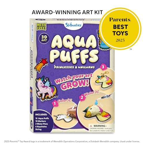 Skillmatics Aqua Puffs - 3D Art Kit, Princesses & Unicorns, Mess-Free Paint by Number Craft for Kids, DIY Color Activity, Screen-Free Fun, Best Gift for Girls & Boys Age 4, 5, 6, 7, 8, 9, 10 — view 3