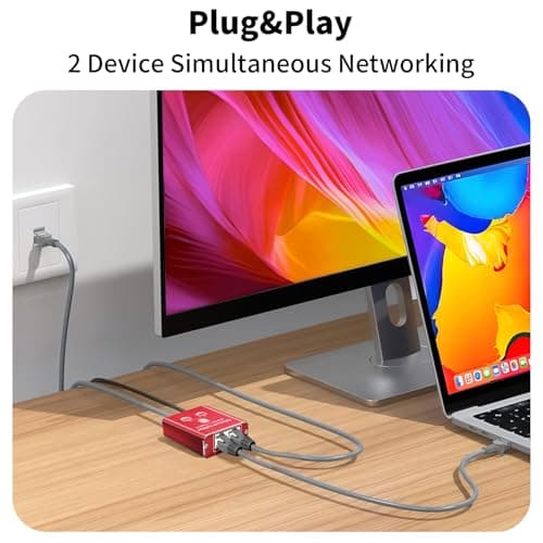 Ethernet Splitter 1 to 2 High Speed 1000Mbps, Gigabit Ethernet Splitter, LAN Splitter Dual LAN RJ45 Port Router Switch for Cat5/5e/6/7/8 Cable, IEEE 802.3 Compliant Plug and Play — view 5