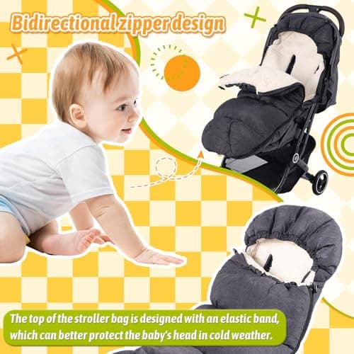 AUVSTAR Baby Stroller Footmuff - Waterproof Winter Fleece Bunting Bag — view 5