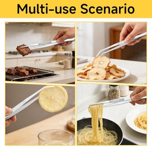 2PCS Kitchen Tweezers Tongs, Precision Serrated Tips Tongs for BBQ — view 5