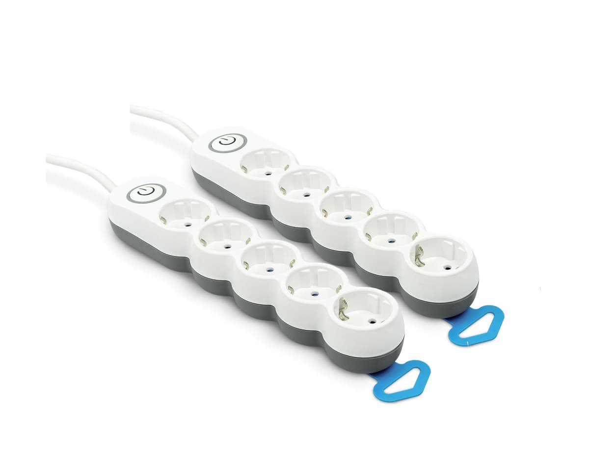 Garza Power - Regleta de 4 enchufes, con Interruptor, Enchufe Plano, Ladrón múltiple 1.4 Metros, Protección Infantil, Color Blanco, Gama Design — view 7