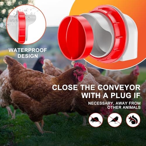 ZenxyHoC Chicken Feeders No Waste, DIY Automatic Poultry Feeder 8 Ports 1 Hole Saw with Covers Gravity Feed Kit for Buckets Barrels Bins Troughs — view 3