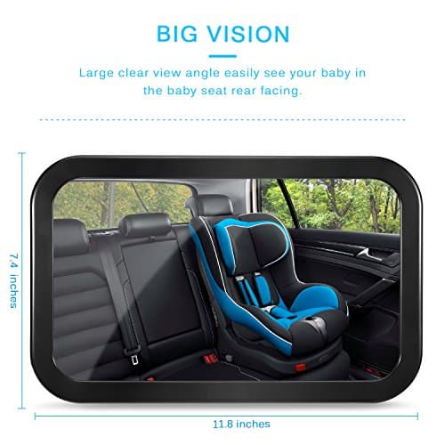 Baby Car Mirror, DARVIQS Car Seat Mirror, Safely Monitor Infant Child in Rear Facing Cars Seat, Wide View Shatterproof Adjustable Acrylic 360°for Backseat, Crash Tested and Certified for Safety — view 2
