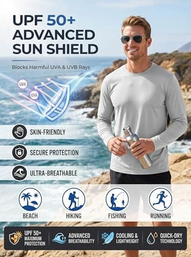 6 Pack Men's Quick Dry Long Sleeve Shirts UPF 50+ UV Sun Protection SPF Moisture Wicking T-Shirt for Casual Workout AM — view 2