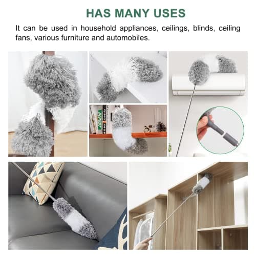 SetSail Extra-Long Dusters with Extension Pole 100-inch for Cleaning Bendable Microfiber Head Washable Ceiling Fan Cleaner Duster for Corner — view 5