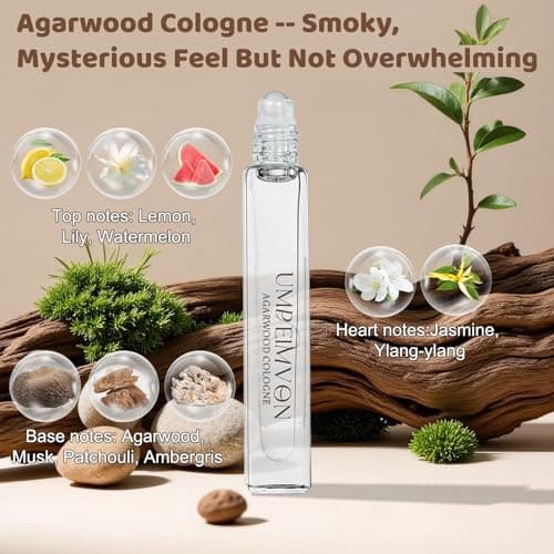 Umpeimvon 3 Pack Unisex Cologne for Men Women Cologne Perfume Oil Roll On, Classic, Sandalwood, Agarwood, Travel Size 0.33 fl.oz — view 3