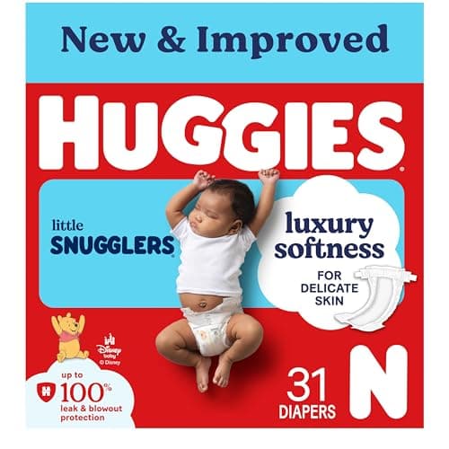 Huggies Size Newborn Diapers, Little Snugglers Baby Diapers, Size Newborn (up to 10 lbs), 31 Count, Packaging May Vary