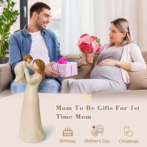 New Mom Gifts - 7” Mother and Child Figurine, Hand-Painted Resin Statue for First Time Mothers, Baby Shower Adoption Birthday — view 5